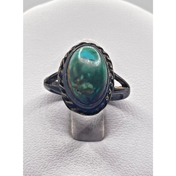Navajo Kingsman Silver Blend Turquoise Ring Sz: 5.50 - Picture 2 of 7